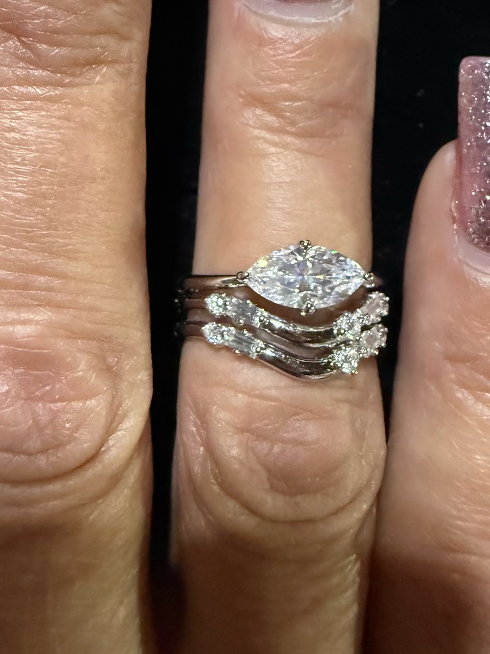 1CT Moissanite Statement Ring - Sterling Silver with Rhodium with GRA - Picture 13 of 14